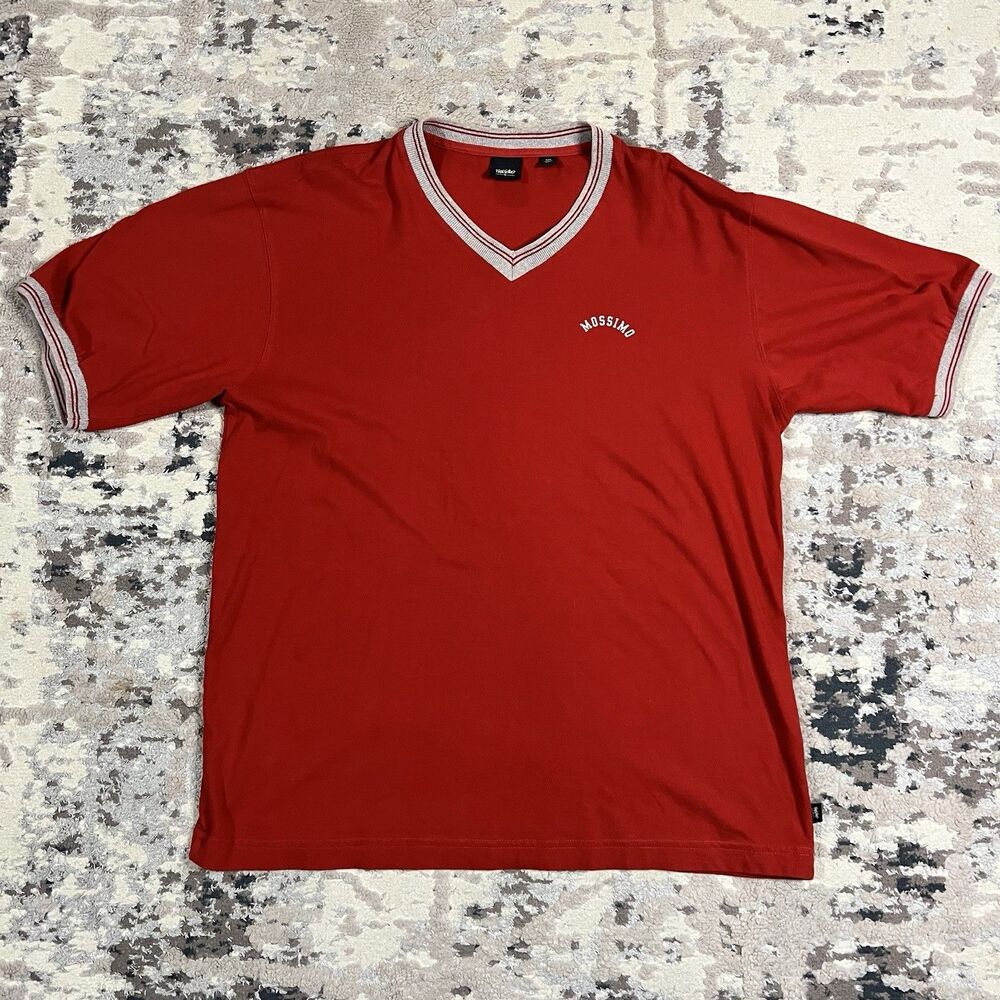 Vintage Y2K Mossimo Red V Neck T Shirt Streetwear Urban Wear 2XL Made in USA